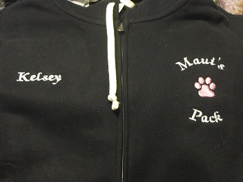 Maui (the family dog) has her own logo for her family's sweatshirts.